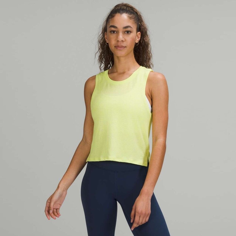 LULULEMON Train to Be Tank Top Ripple Wave Electric Lemon No Size Tag Check Meas